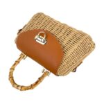 Bolso de Mano en Ratan y Papel con Solapa de Giro, Gran Calidad, Asa Corta y Tira Ajustable para Mujer - Imagen 3