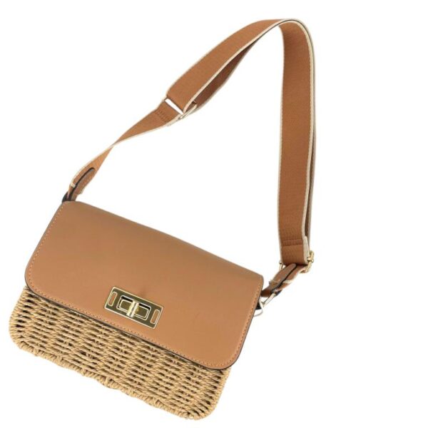 Bolso Bandolera Papel Solapa Giro, Gran Calidad y Tira Ajustable Mujer-Kaki- Mayorista España