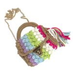 Bolso de Mano en Algodón y Ganchillo para Mujer con Flecos Decorativos, Asa Corta y Asa Larga - Imagen 2