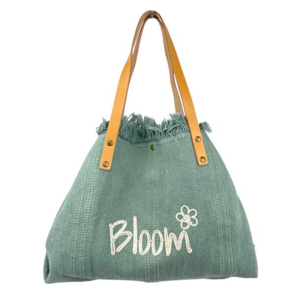 Bloom Bolso Shopper de algodón con Asas de Piel para Mujer - Imagen 5