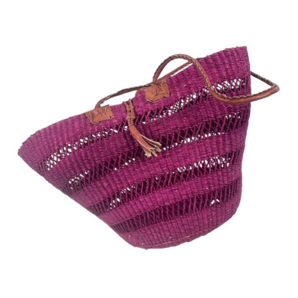 Capazo artesanal africana con asas de piel DIY y Gran Calidad para Mujer - Imagen 3