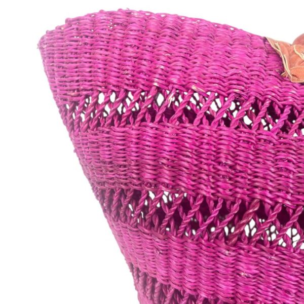 Capazo artesanal africana con asas de piel DIY y Gran Calidad para Mujer - Imagen 8