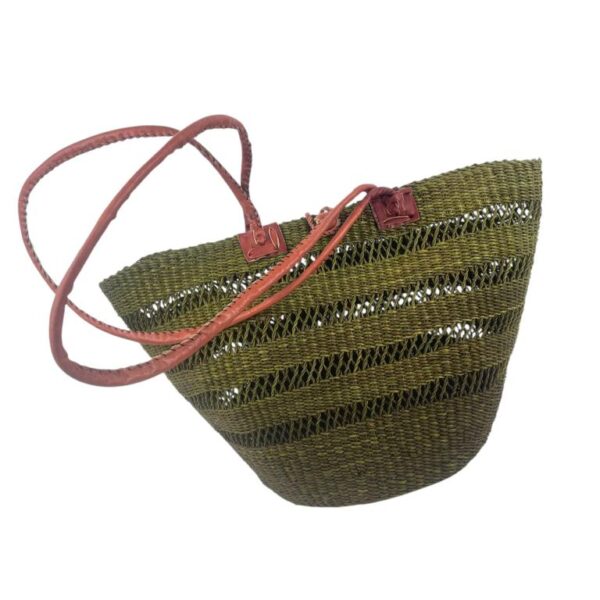 Capazo artesanal africana con asas de piel DIY y Gran Calidad para Mujer - Imagen 4