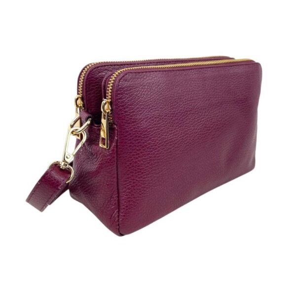 Bolso Bandolera en Piel Italiana con 2 Cremalleras y Compartimento Central para Mujer - Imagen 5