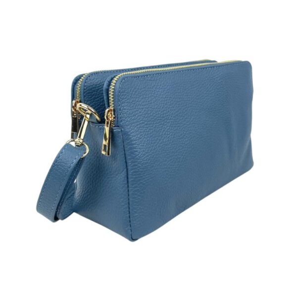 Bolso Bandolera en Piel Italiana con 2 Cremalleras y Compartimento Central para Mujer - Imagen 6