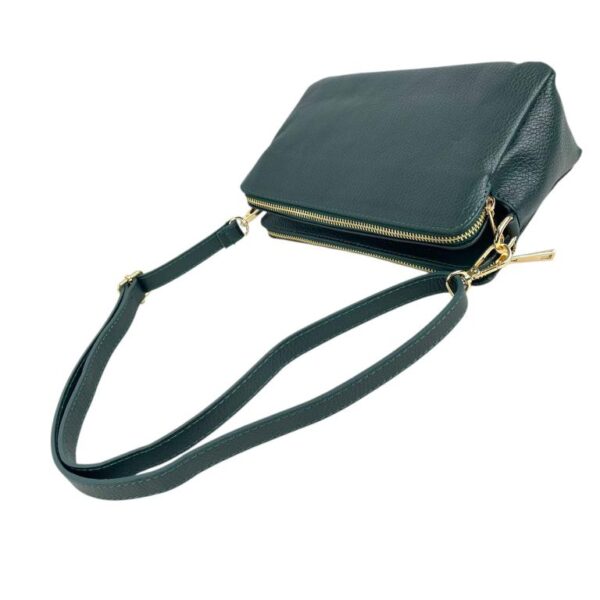 Bolso Bandolera en Piel Italiana con 2 Cremalleras y Compartimento Central para Mujer - Imagen 14