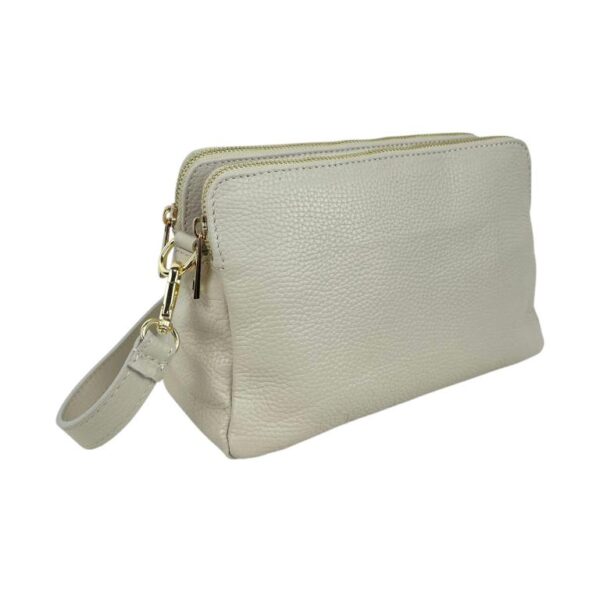 Bolso Bandolera en Piel Italiana con 2 Cremalleras y Compartimento Central para Mujer - Imagen 7