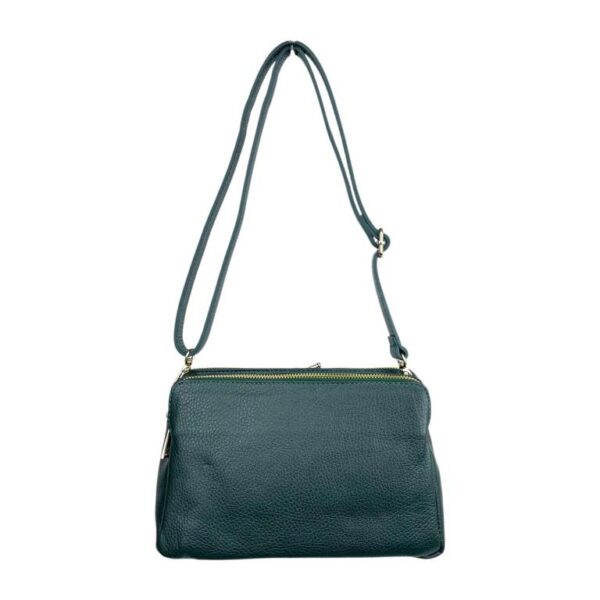 Bolso Bandolera en Piel Italiana con 2 Cremalleras y Compartimento Central para Mujer - Imagen 12