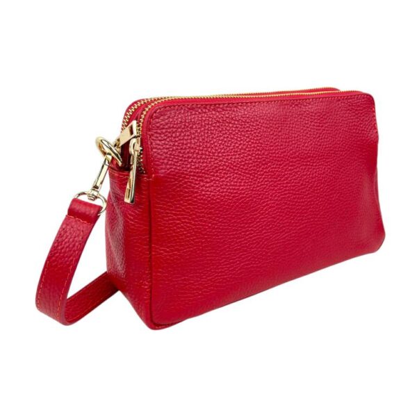 Bolso Bandolera en Piel Italiana con 2 Cremalleras y Compartimento Central para Mujer - Imagen 2