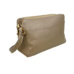 Bolso Bandolera en Piel Italiana con 2 Cremalleras y Compartimento Central para Mujer