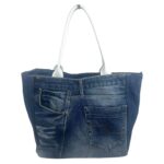 Bolso de Hombro en Algodón con Asas de Piel, Gran Capacidad y Cierre de Cremallera para Mujer - Imagen 5