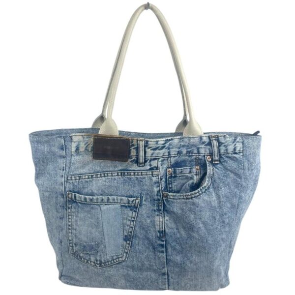 Bolso de Hombro en Algodón con Asas de Piel, Gran Capacidad y Cierre de Cremallera para Mujer - Imagen 8