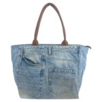 Bolso de Hombro en Algodón con Asas de Piel, Gran Capacidad y Cierre de Cremallera para Mujer - Imagen 4