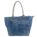 Bolso de Hombro en Algodón con Asas de Piel, Gran Capacidad y Cierre de Cremallera para Mujer - Imagen 7