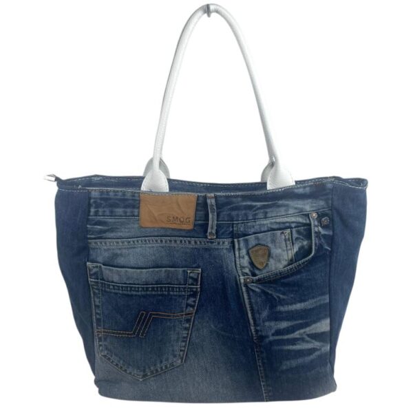 Bolso de Hombro en Algodón con Asas de Piel, Gran Capacidad y Cierre de Cremallera para Mujer - Imagen 10