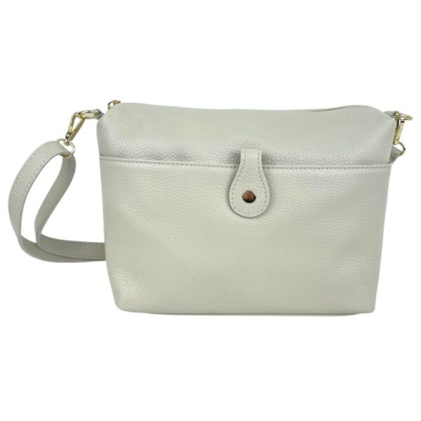 Bolso Bandolera en Piel Italiana con Bolsillo Frontal Bajo Mini Solapa de Botón y Cierre de Cremallera Mujer - Imagen 12