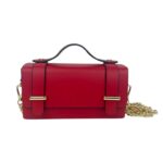 Bolsito de Mano Compacto en Piel con Tachuelas Decorativas y Solapa de 2 Botones para Mujer-Rojo– Mayorista España