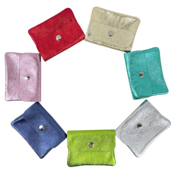 Monedero Compacto Efecto Brillante en Piel Italiana con 3 compartimentos para Mujer - Imagen 3