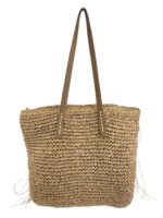 Bolso de Hombro en Papel para Mujer con Flecos Decorativos y Cierre de Cremallera - Imagen 2