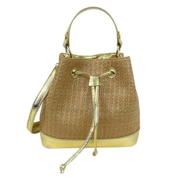 Bolso de Mano Sintético tipo Bucket con Efecto Brillante, Cierre de Cuerdas y Cremallera Mujer - Imagen 5