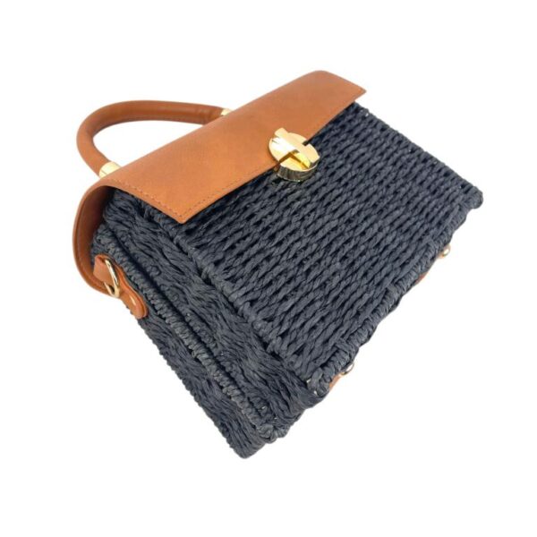 Bolso de Mano en Papel con Asa Corta, Solapa y Tira Bandolera para Mujer - Imagen 7