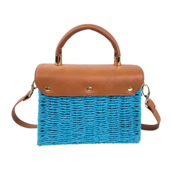 Bolso de Mano en Papel con Asa Corta, Solapa y Tira Bandolera para Mujer - Imagen 10