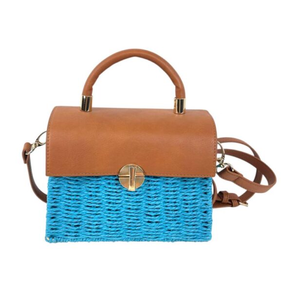 Bolso de Mano en Papel con Asa Corta, Solapa y Tira Bandolera para Mujer - Imagen 9