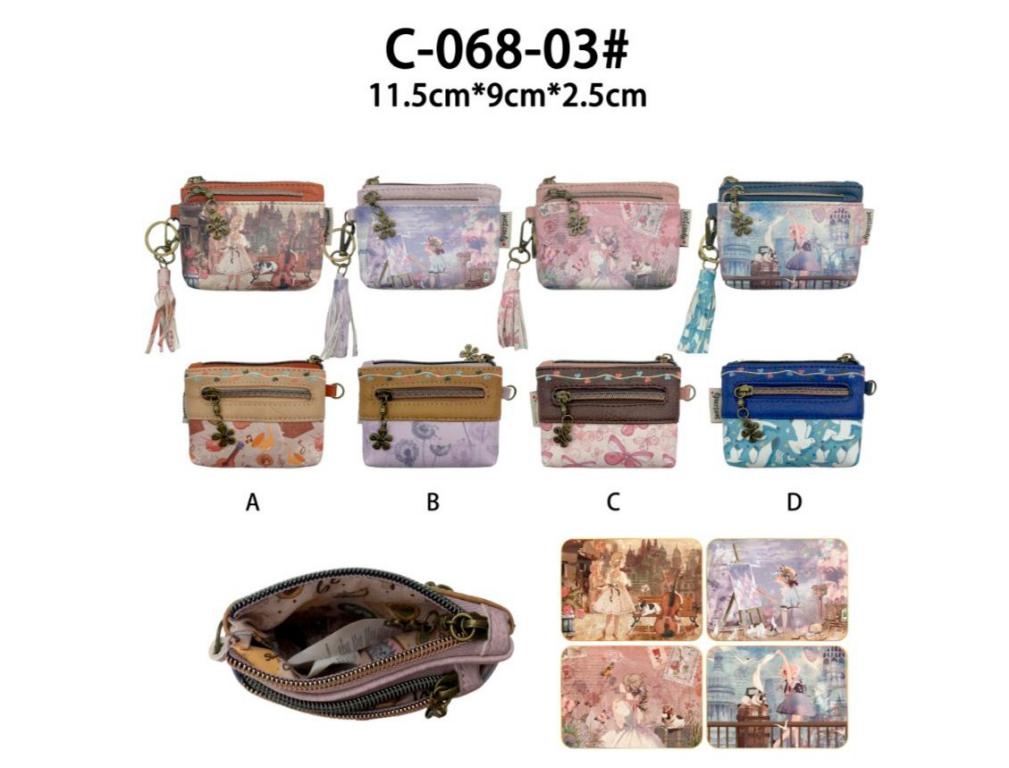 Monedero Compacto Muñeca Sweet Candy con Bolsillos Exteriores y Cremallera para Mujer