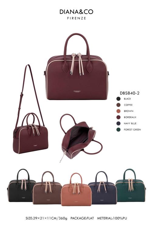 Bolso Maletín en Piel Sintética con Gran Calidad y Cierre de 2 Cremalleras Decorativas para Mujer