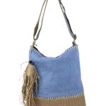 Amplio Bolso de Lino para Mujer con Asa Larga, Cierre de Cremallera y Flecos Decorativos