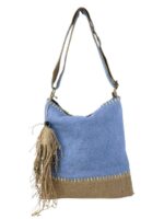 Amplio Bolso de Lino para Mujer con Asa Larga, Cierre de Cremallera y Flecos Decorativos