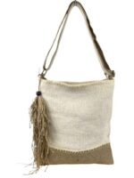 Amplio Bolso de Lino para Mujer con Asa Larga, Cierre de Cremallera y Flecos Decorativos - Imagen 5