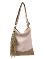 Amplio Bolso de Lino para Mujer con Asa Larga, Cierre de Cremallera y Flecos Decorativos - Imagen 3