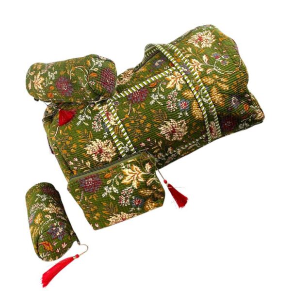 Pack Bolso de Viaje Acolchado Algodón + 3 Neceser A Juego con Diseño Exclusivo Mujer - Imagen 3