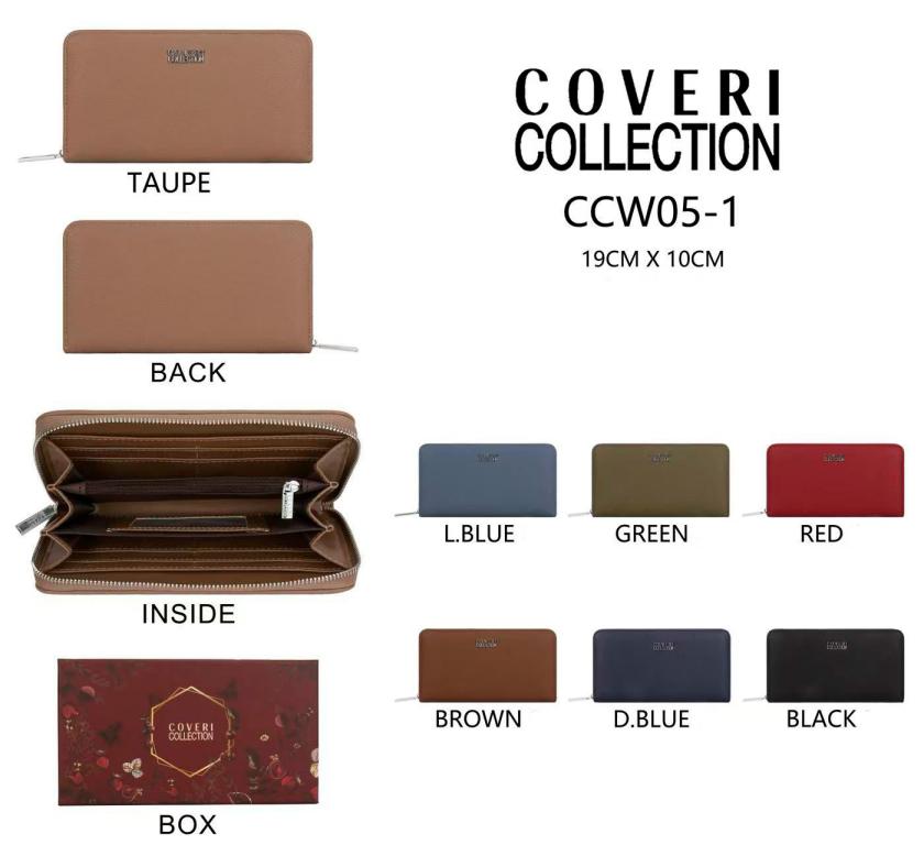 Cartera Sintética Coveri Collection con Cremallera, Caja y Espacio para Tarjetas de Mujer