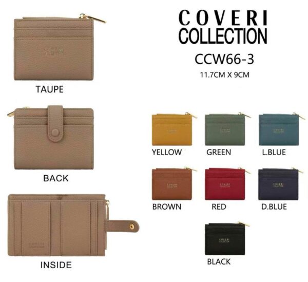 Tarjetero-Monedero Sintético Coveri Collection para Mujer con Mini Solapa de Botón y Cremallera-All- Mayorista España