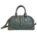 Bolso de Mano Sintético Estilo Bowling Vintage con Bolsillos Interiores para Mujer
