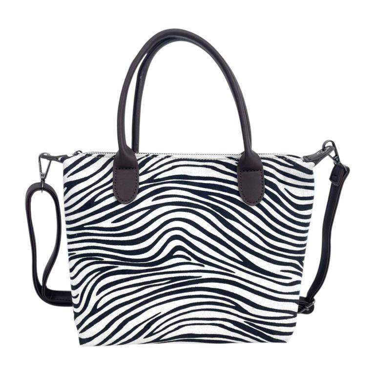 Bolso Bandolera Sintético de Mujer con Diseño Animal Print, 2 Asas Cortas y Cierre de Cremallera
