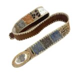 Bonito Cinturón Único en Piel Artesanal Estilo Patchwork Hippie Mujer con Diseño Exclusivo - Imagen 7