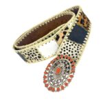 Bonito Cinturón Único en Piel Artesanal Estilo Patchwork Hippie Mujer con Diseño Exclusivo - Imagen 8