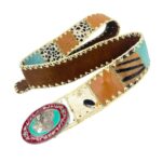 Bonito Cinturón Único en Piel Artesanal Estilo Patchwork Hippie Mujer con Diseño Exclusivo - Imagen 10