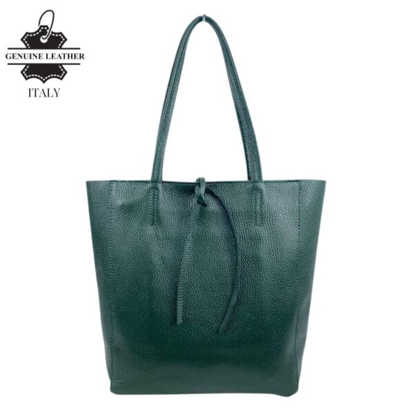 Bolso de Mano en Piel Italiana para Mujer con Asas Cortas, Cierre de Cremallera y Bolsillo Interno - Imagen 5