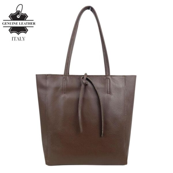 Bolso de Mano en Piel Italiana para Mujer con Asas Cortas, Cierre de Cremallera y Bolsillo Interno - Imagen 8