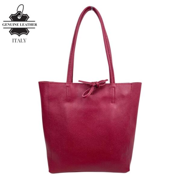 Bolso de Mano en Piel Italiana para Mujer con Asas Cortas, Cierre de Cremallera y Bolsillo Interno - Imagen 3