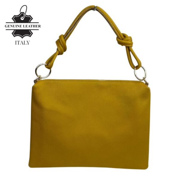 Bolso de Mano en Piel Italiana con Cierre de Cremallera, Bolsillo Interno y Gran Calidad para Mujer-Amarillo- Mayorista España