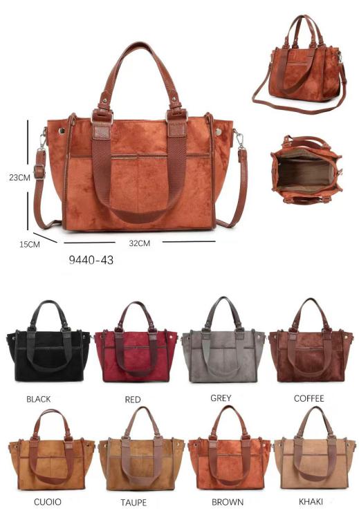 Bolso de Mano Sintético tipo Shopper con 4 Asas y Multicompartimentos Exteriores para Mujer-All- Mayorista España