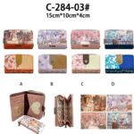 Cartera Sintética con Diseño Muñeca Sweet Candy, Caja y Tarjetero Extraíble para Mujer