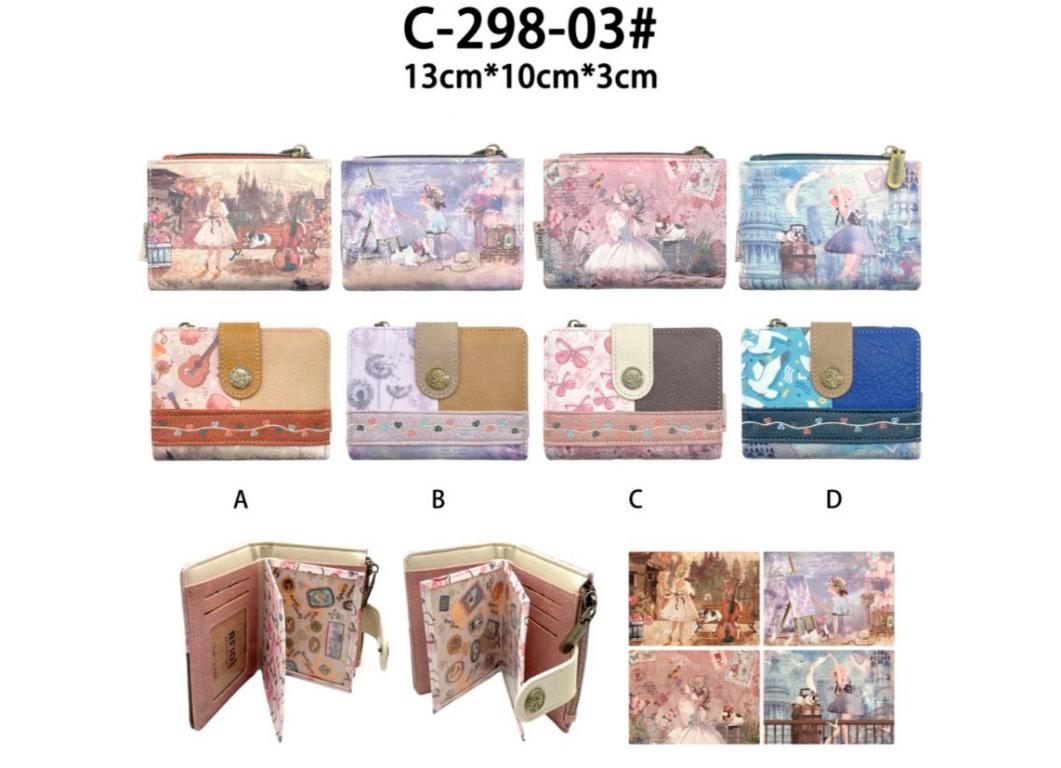 Monedero Diseño Muñeca Sweet Candy, Caja, Cremallera, Solapa y Espacio para Tarjetas para Mujer