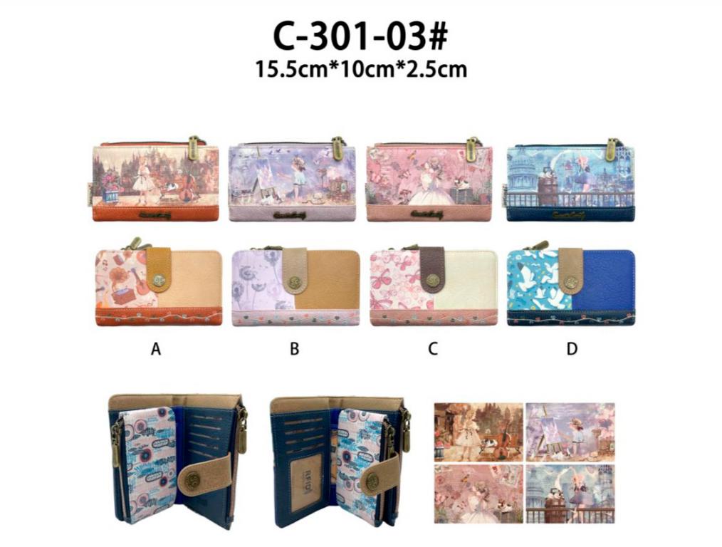 Monedero Sintético con Diseño Muñeca Sweet Candy, Caja, Solapa y Bolsillo Interno de Mujer