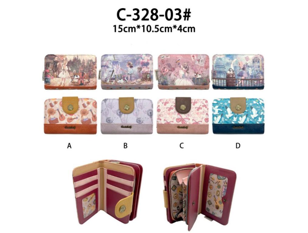 Cartera Sintética con Diseño Muñeca Sweet Candy, Bolsillo Interno y Espacio para Tarjetas Mujer